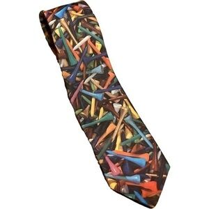 Ralph Marlin Golf Tee Tie Mens Necktie Blue Golfer Gift Vintage